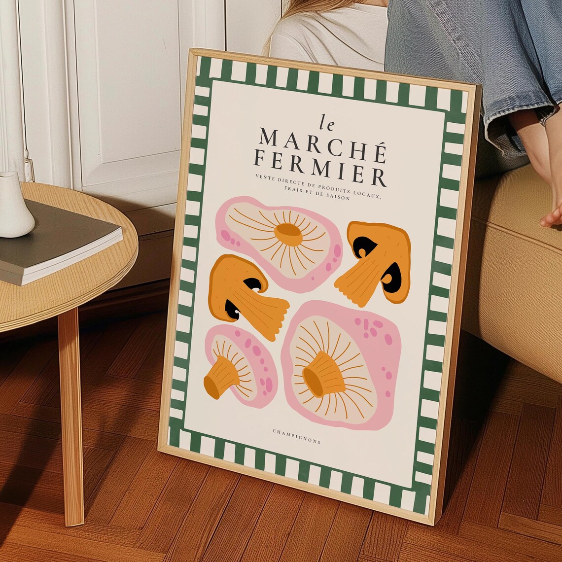 Le Marche Fermier French Farmers Market Mushroom Kitchen Art Print - Image 3