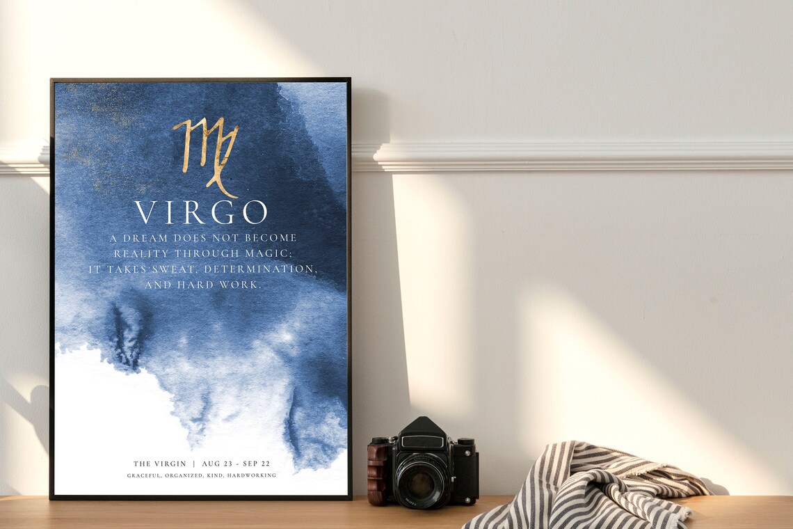 Virgo Zodiac Sign Watercolor Constellation Birthday Gift Poster - Image 4