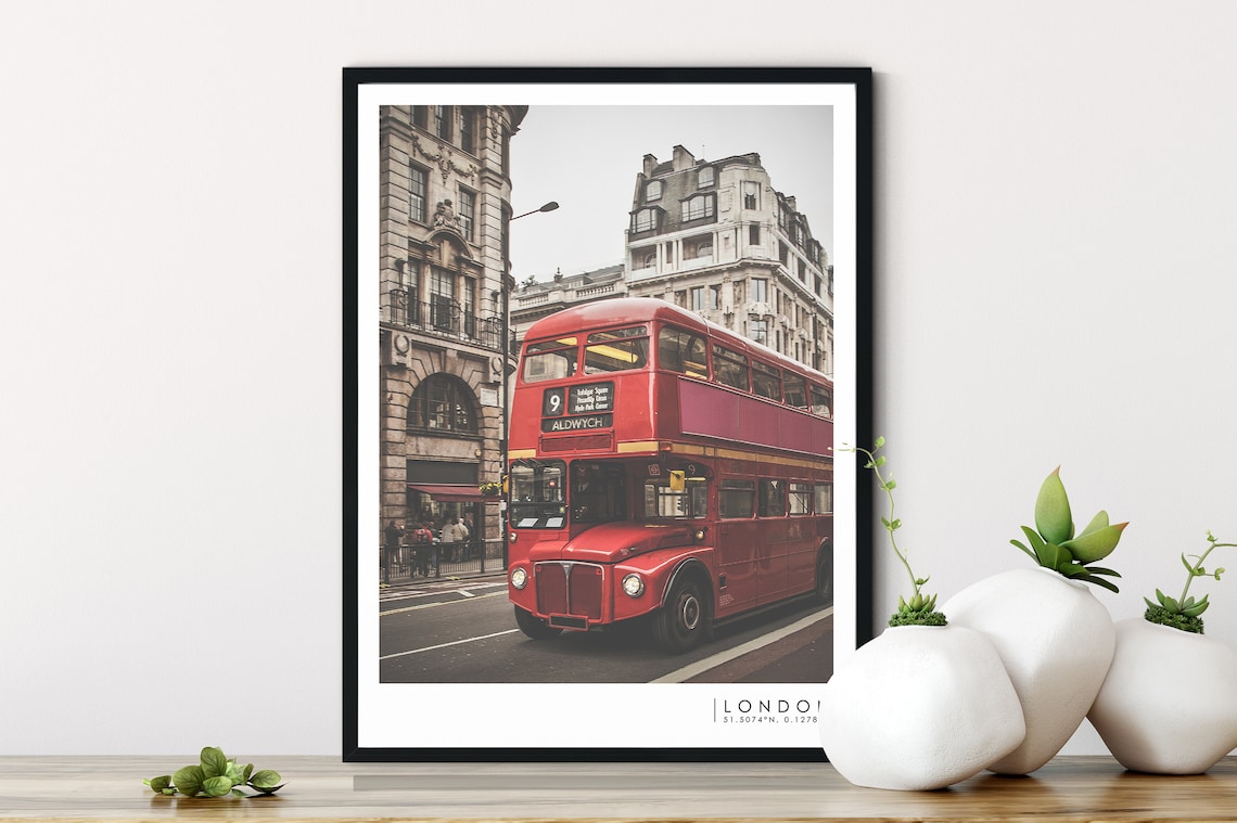 London England Classic Red Double Decker Bus Aldwych Street Poster