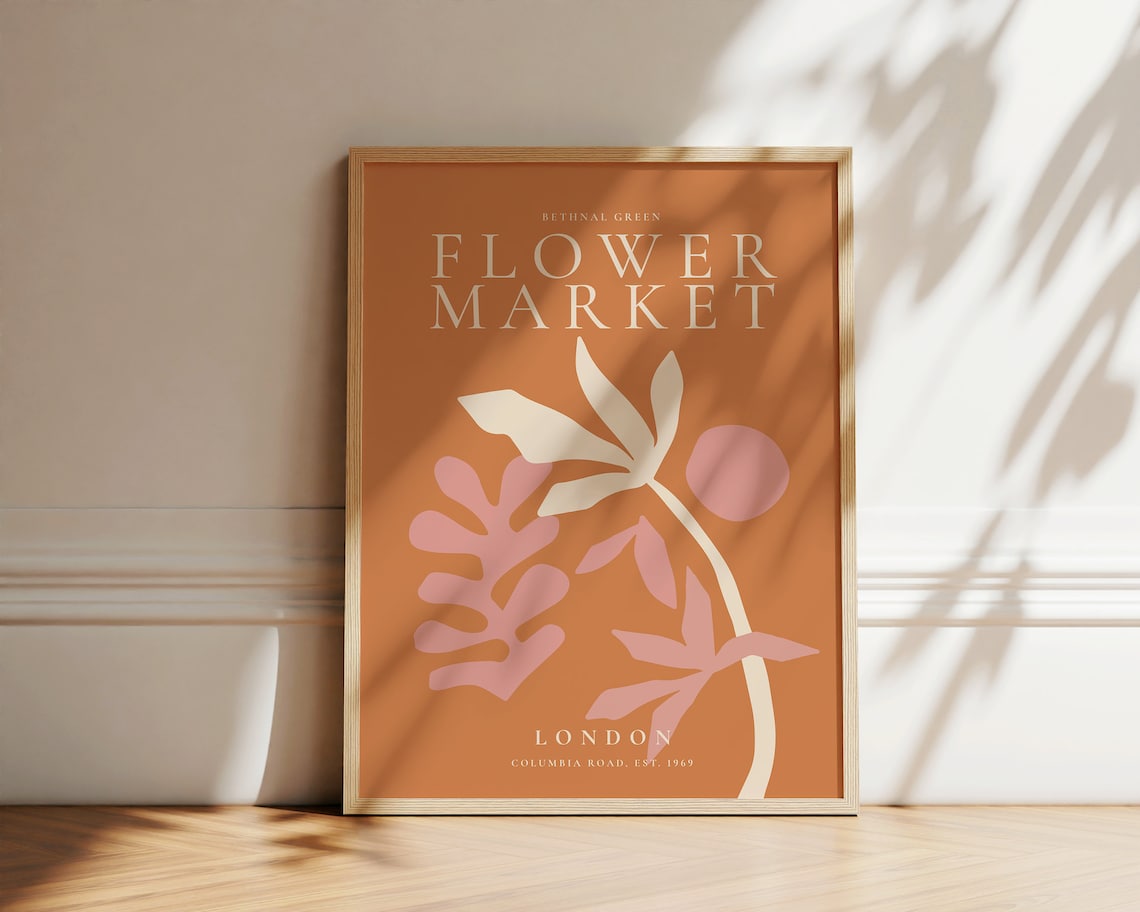 London Columbia Road Flower Market Terracotta Botanical Art Poster