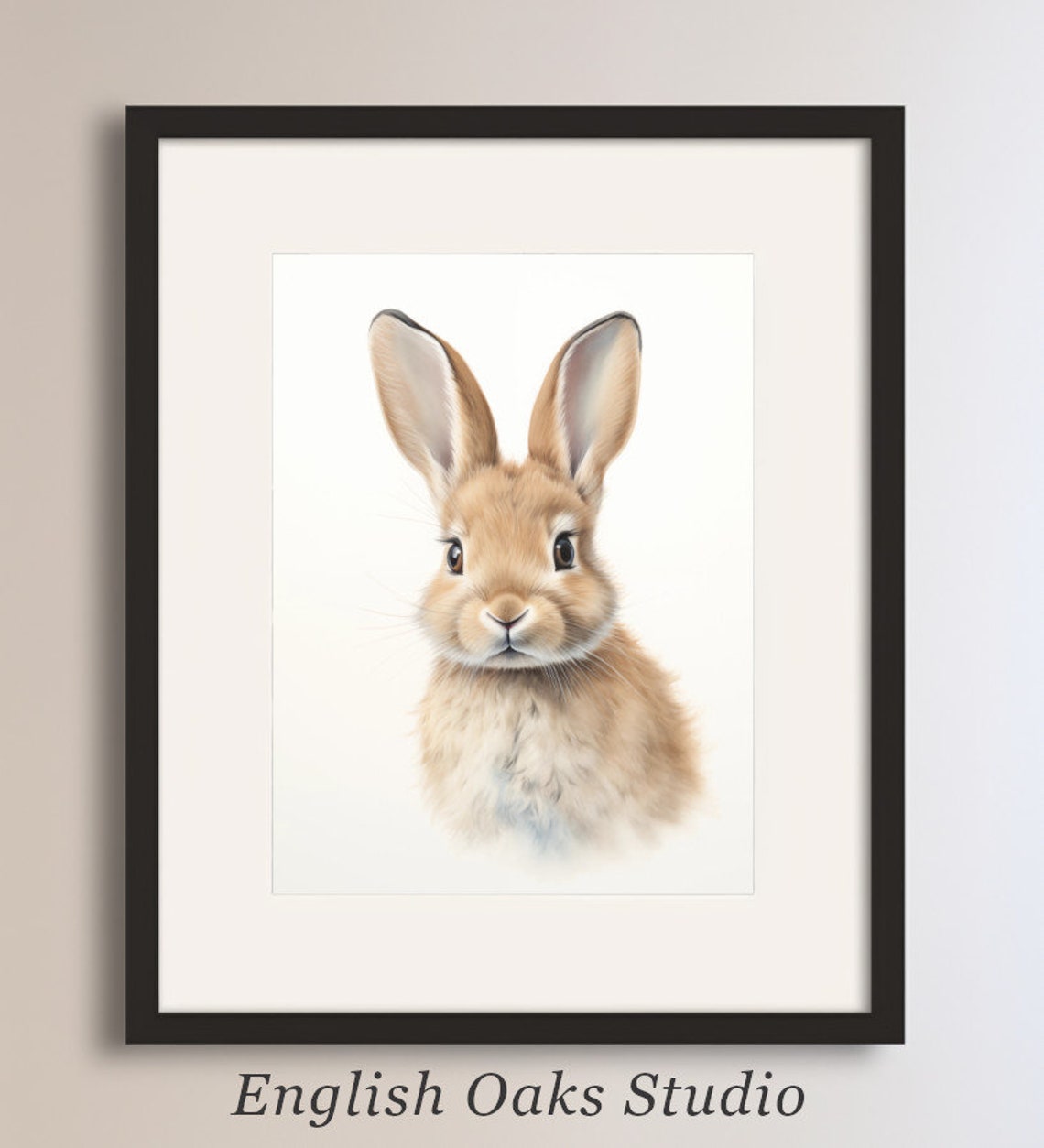 Brown Bunny Close Up Portrait Watercolor Easter Nursery Wall Art