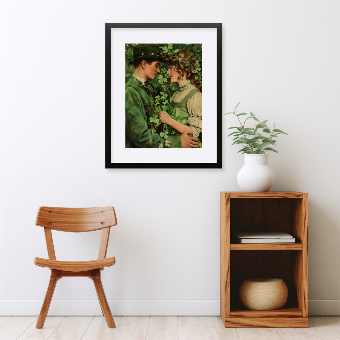 Victorian Couple in Green Among Shamrocks St Patricks Day Love Poster - Image 2