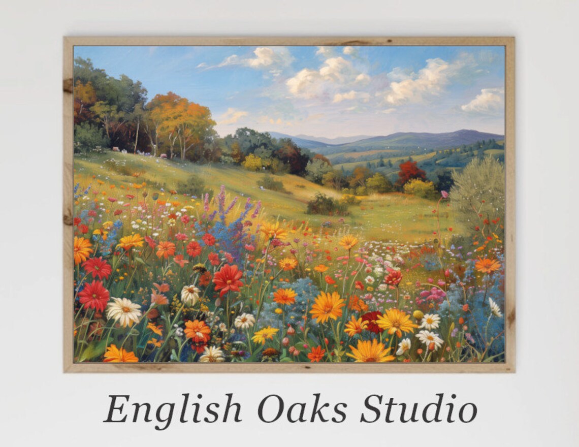 Wildflower Meadow Painting Colorful Spring Flowers Field Poster