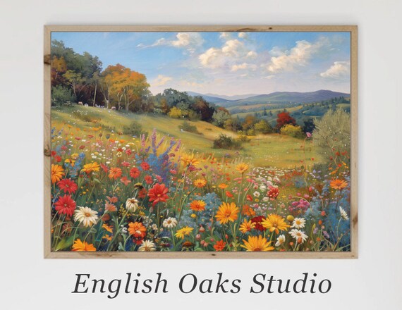 Wildflower Meadow Painting Colorful Spring Flowers Field Poster