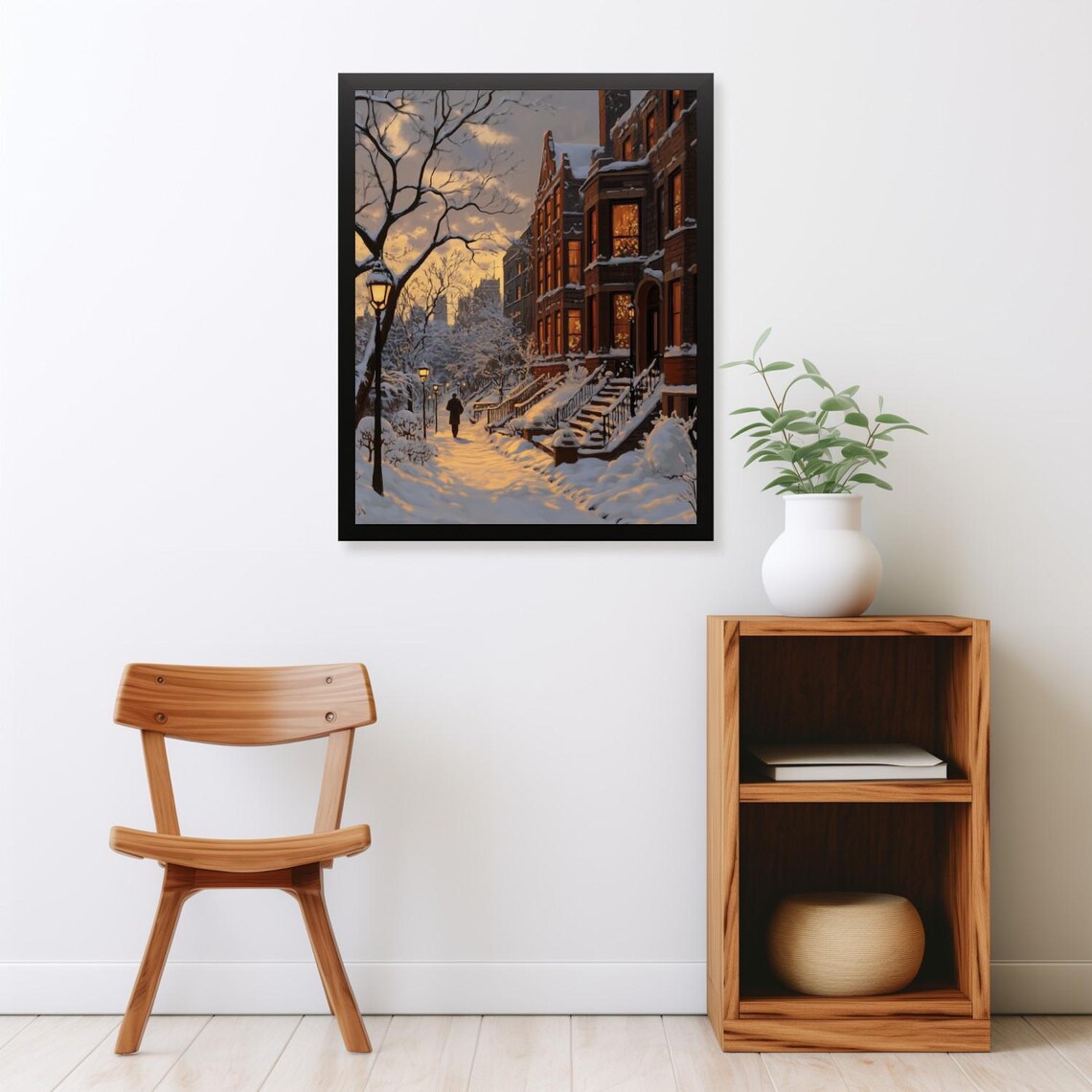 Moody Vintage City Scape Snowy Landscape Art Print - Image 2