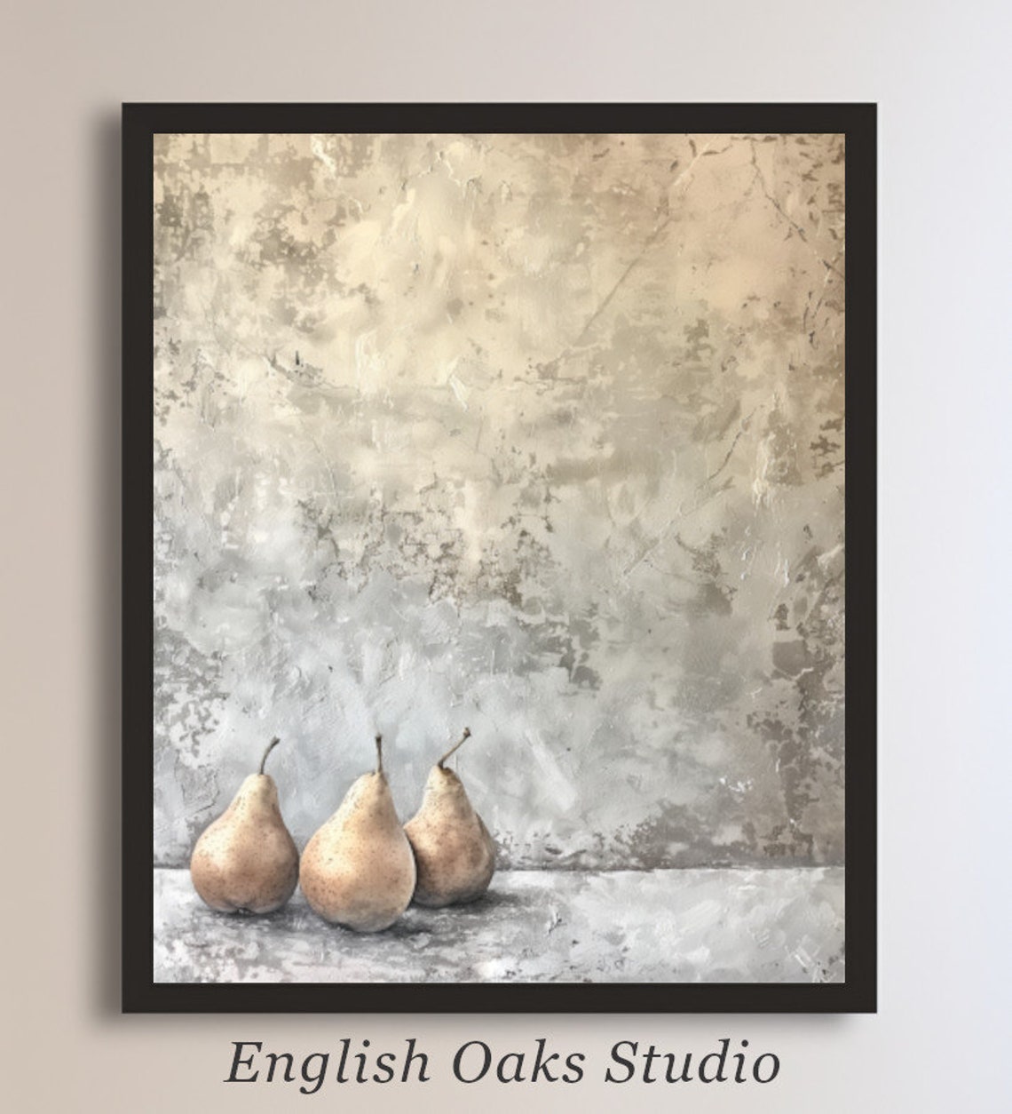 Three Pears Minimalist Vintage Neutral Kitchen Painting Poster