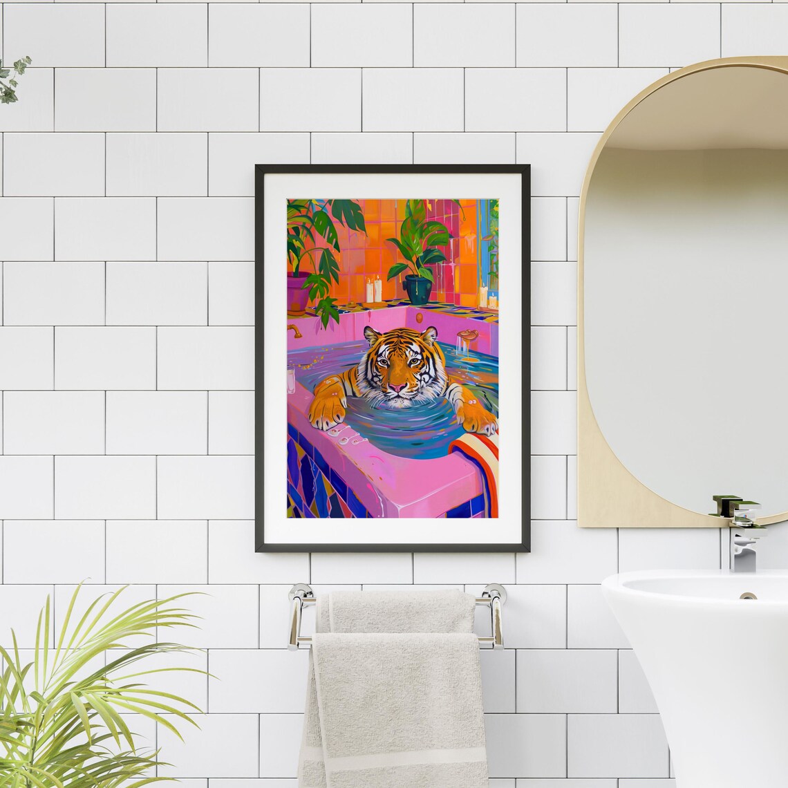 Tiger Bathroom Wall Art, Maximalist Decor Print - Image 3