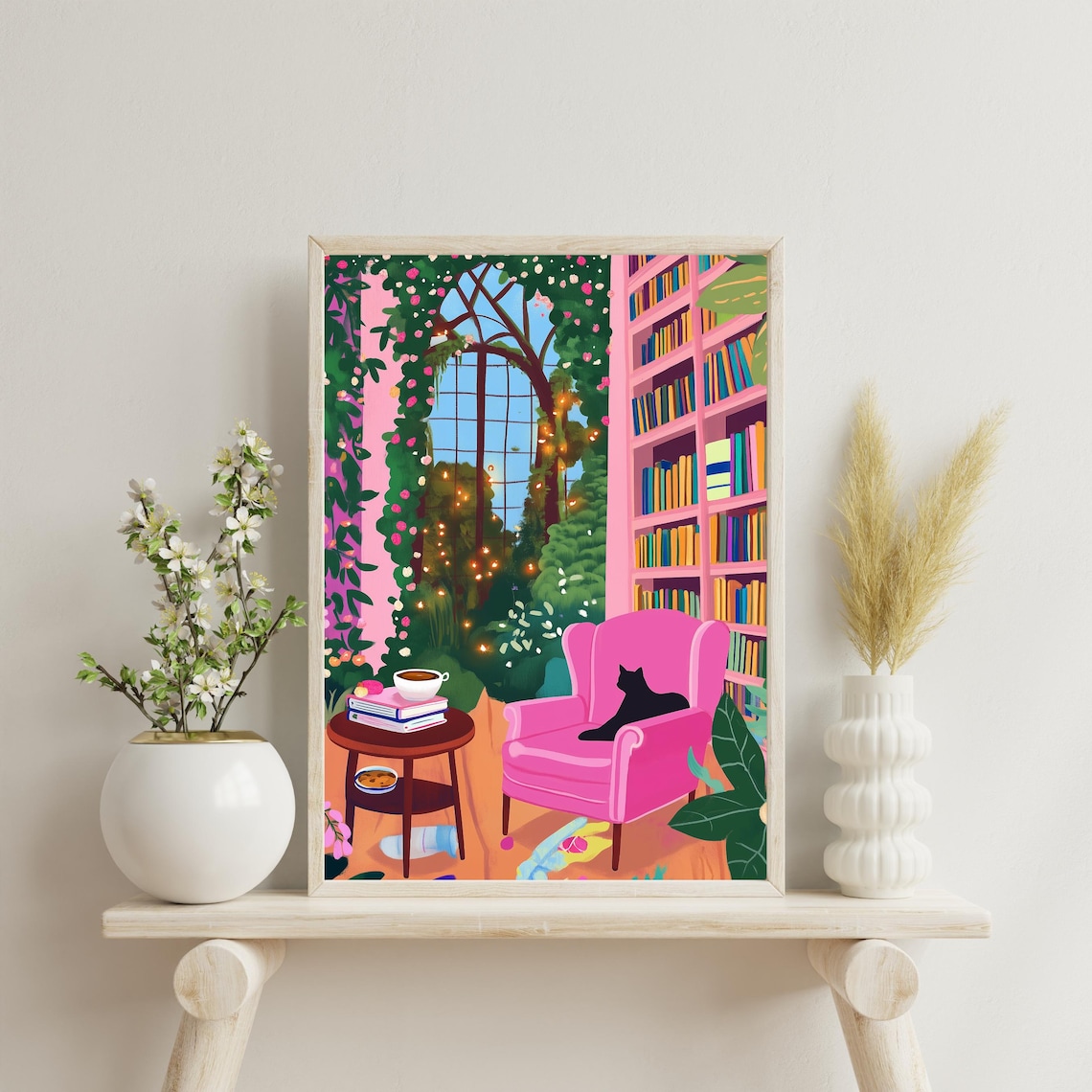 Cozy Reading Nook Art Print, Maximalist Library Decor - Image 2