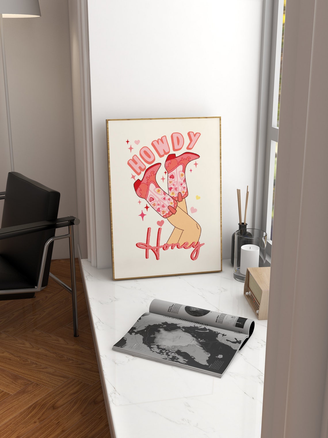 Howdy Honey, Cowgirl Boots Western Art Print - Image 4