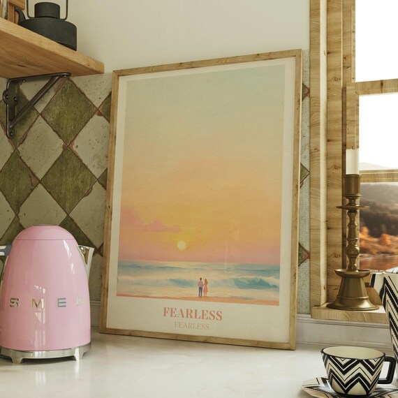Taylor Swift Fearless Golden Hour Beach Couple Watercolor Poster