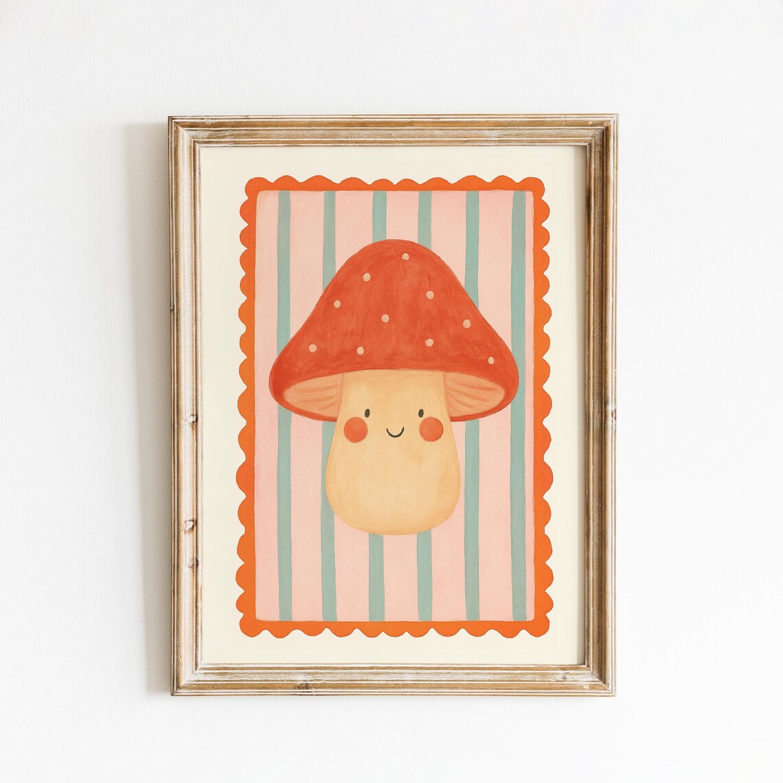 Smiling Mushroom, Cute Nursery Decor Poster