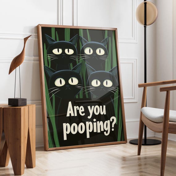 Are You Pooping? Cats Bathroom Maximalist Poster Print