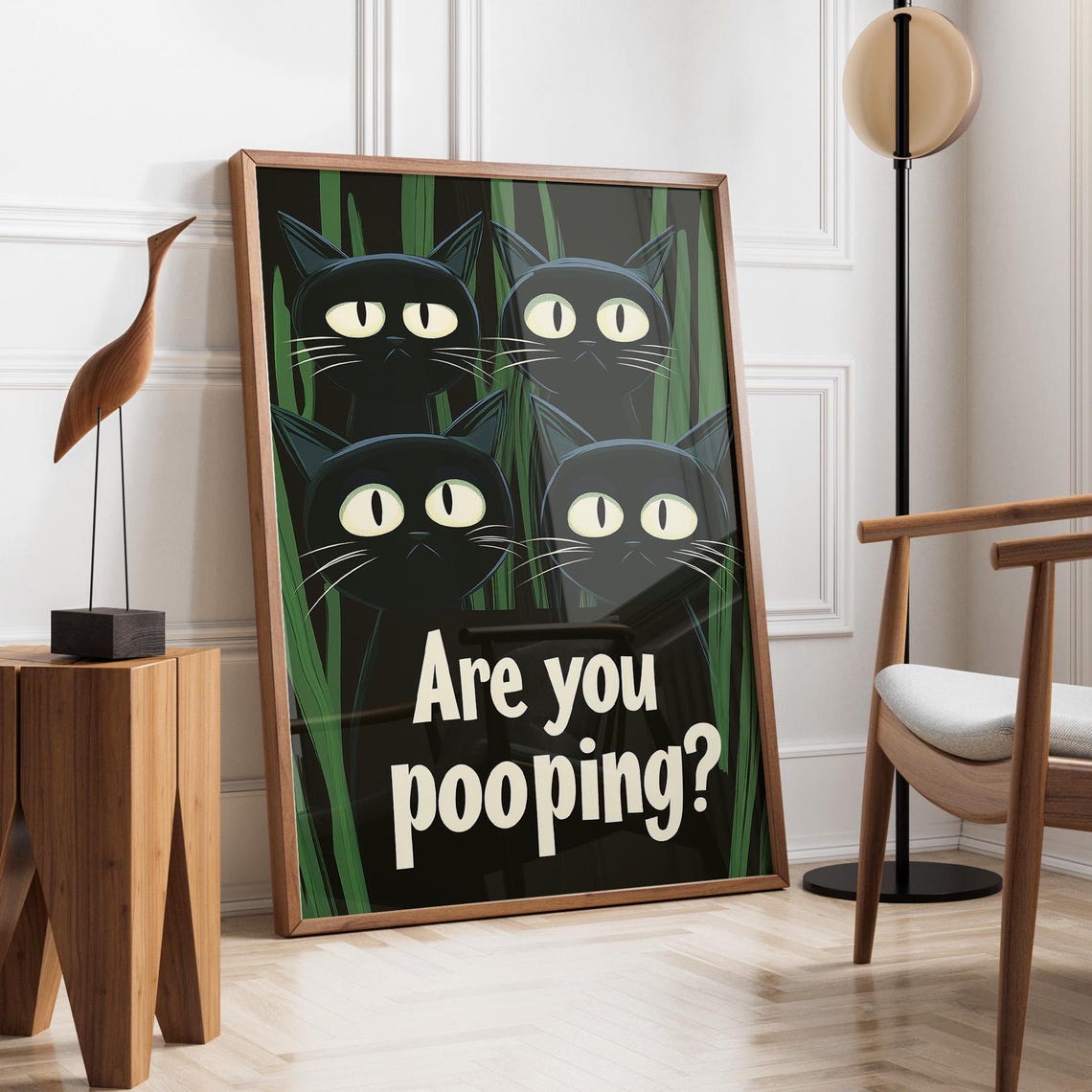 Are You Pooping? Cats Bathroom Maximalist Poster Print