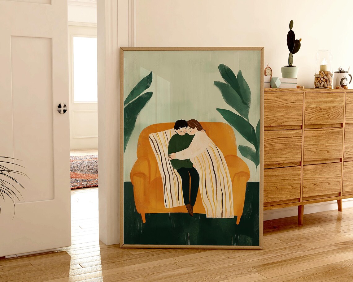 Romantic Couple Abstract People, Contemporary Artwork - Image 2