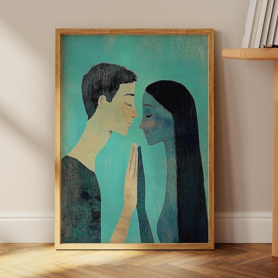 Romantic Couple Abstract People, Contemporary Art Print