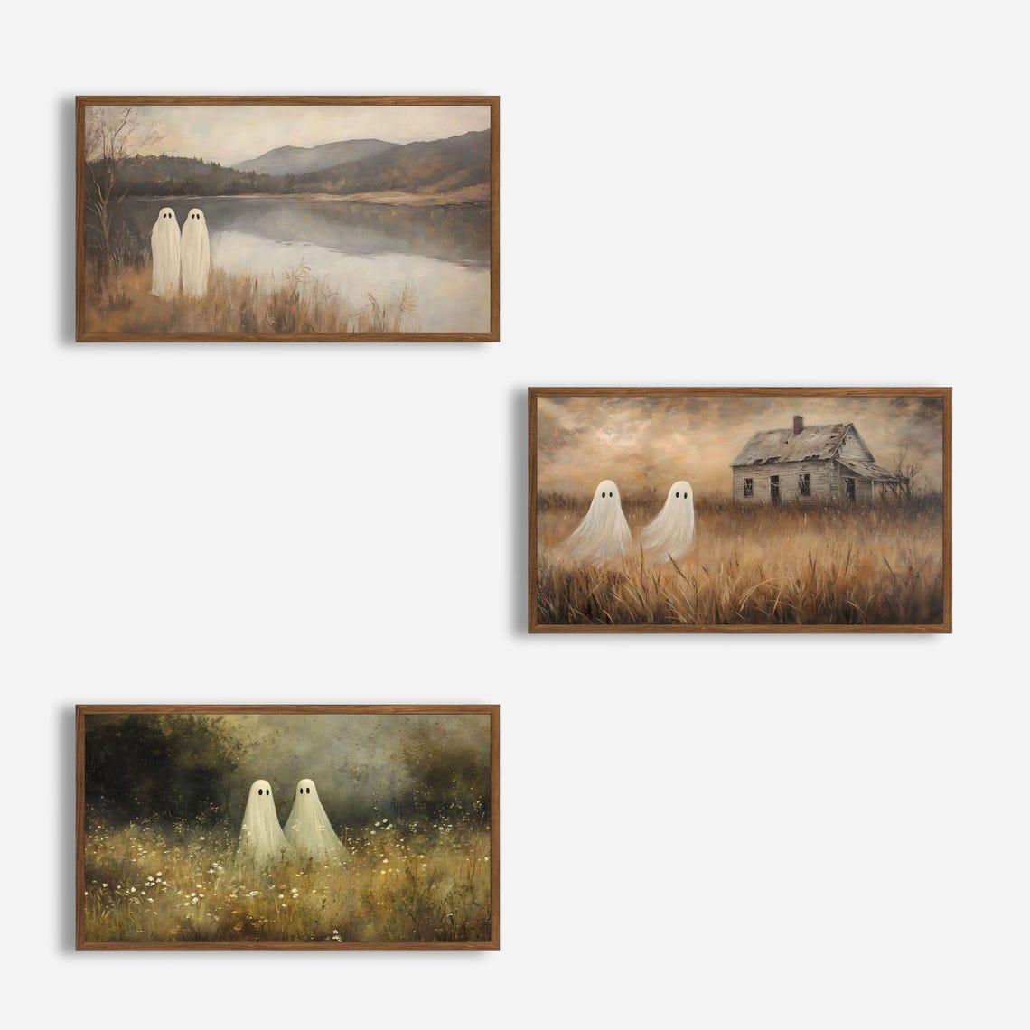 Nine Halloween Ghost Paintings Set Vintage Frame TV Art Poster - Image 4