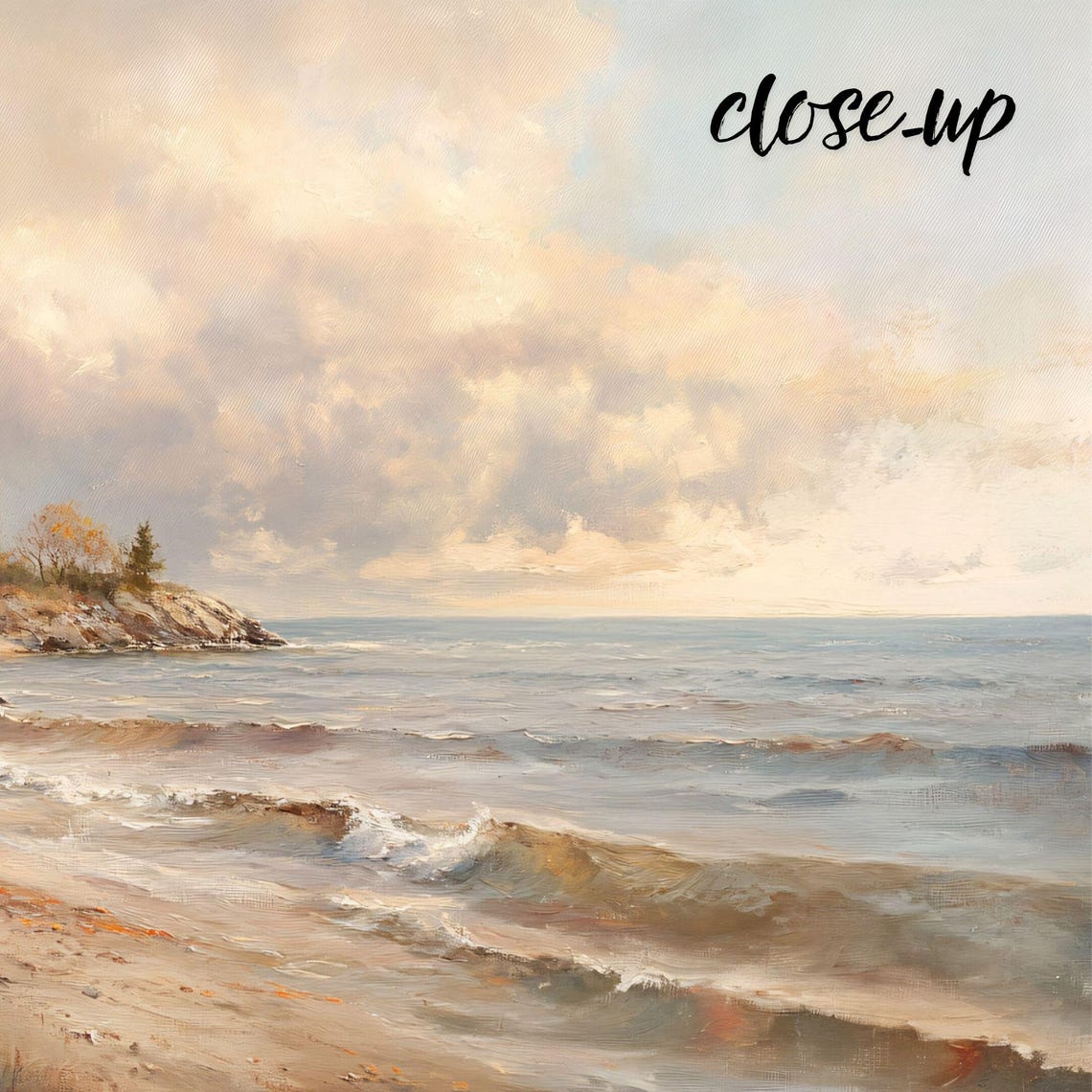 Autumn Beach Coastline Waves Colorful Fall Trees Seascape Art Poster - Image 3
