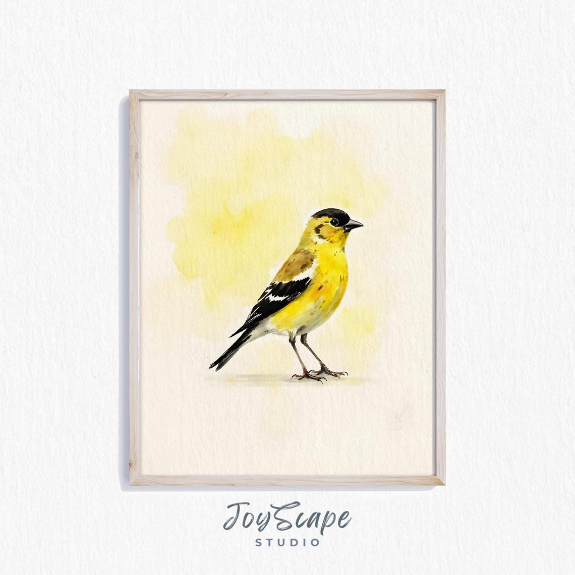 American Goldfinch Bright Yellow Bird Watercolor Spring Art Print