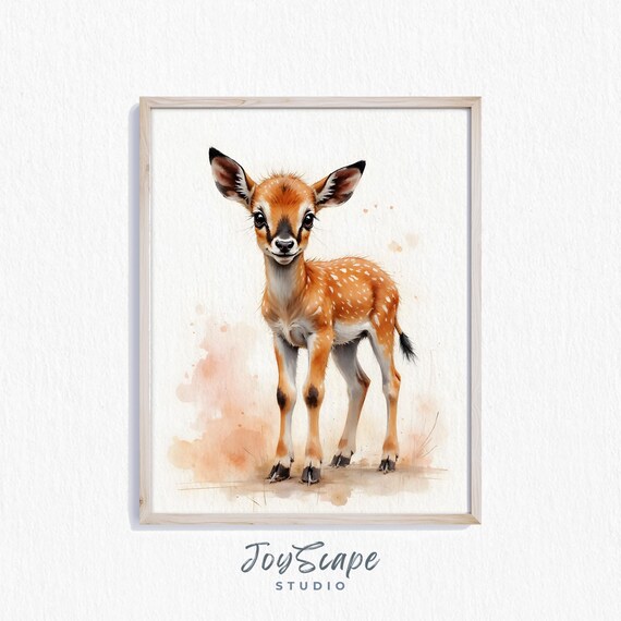 Baby Oryx Calf Watercolor Nursery Cute Wild Safari Animal Art Print