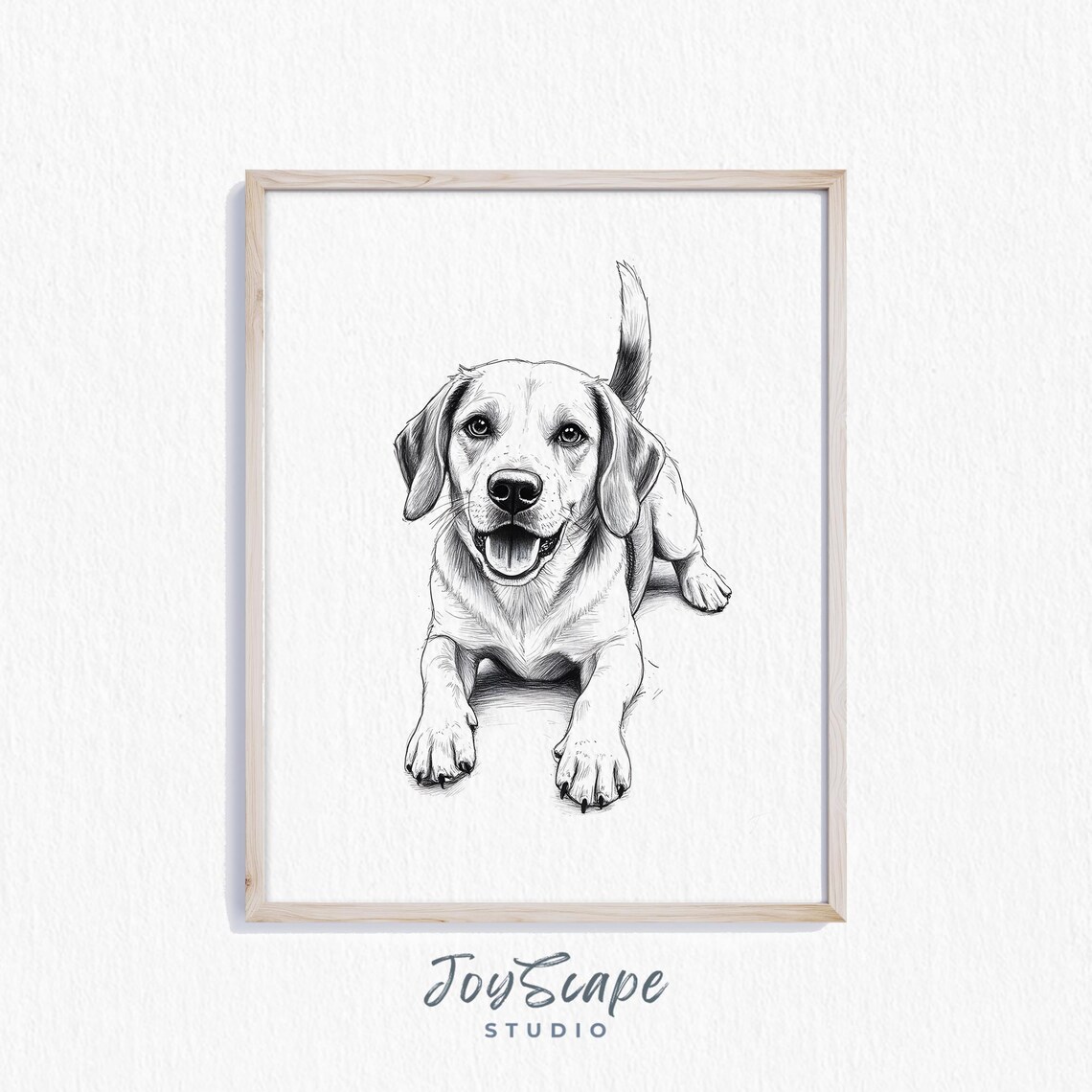Beagle Puppy Sketch Black And White Happy Dog Portrait Poster