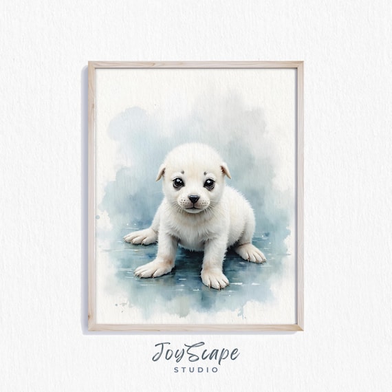 Baby Seal Pup Nursery Print Adorable Animal Watercolor Art Cute Wildlife Decor For Kids 437