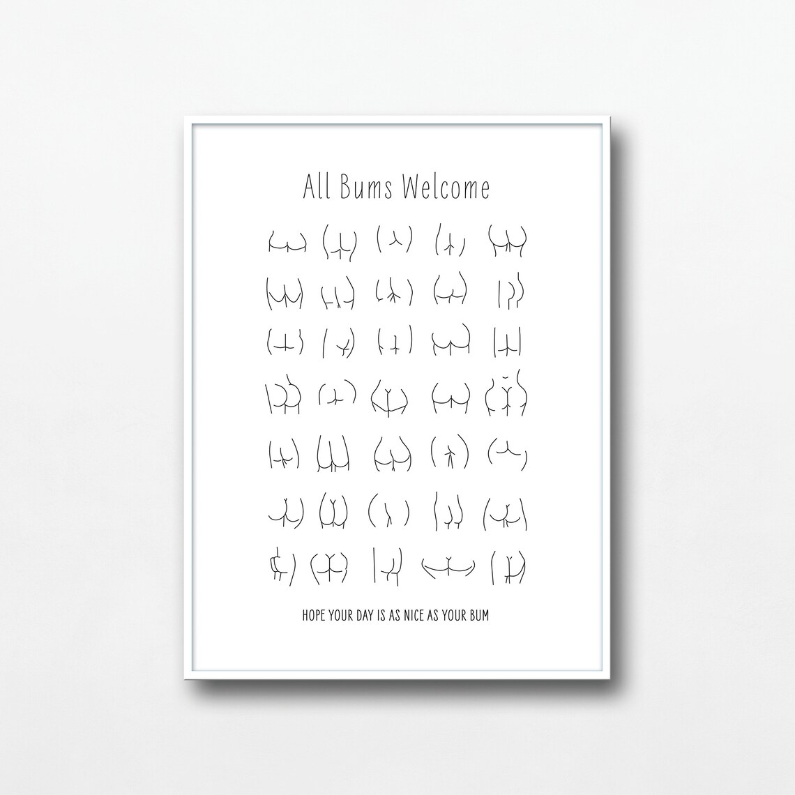 All Bums Welcome Bathroom Sign, Cute Collage Art Print - Image 3