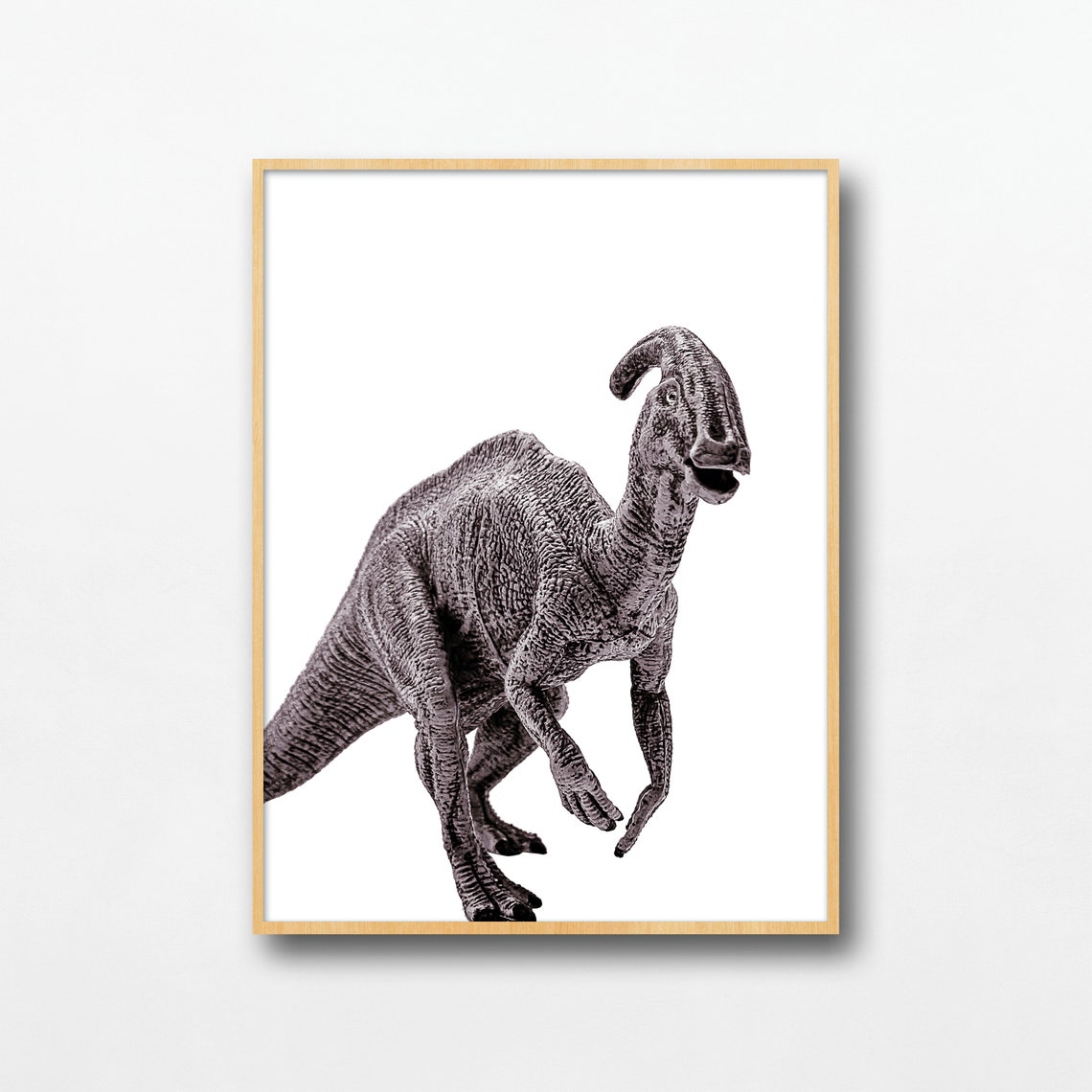 Parasaurolophus Dinosaur Toy Black White Photo Kids Nursery Poster - Image 2