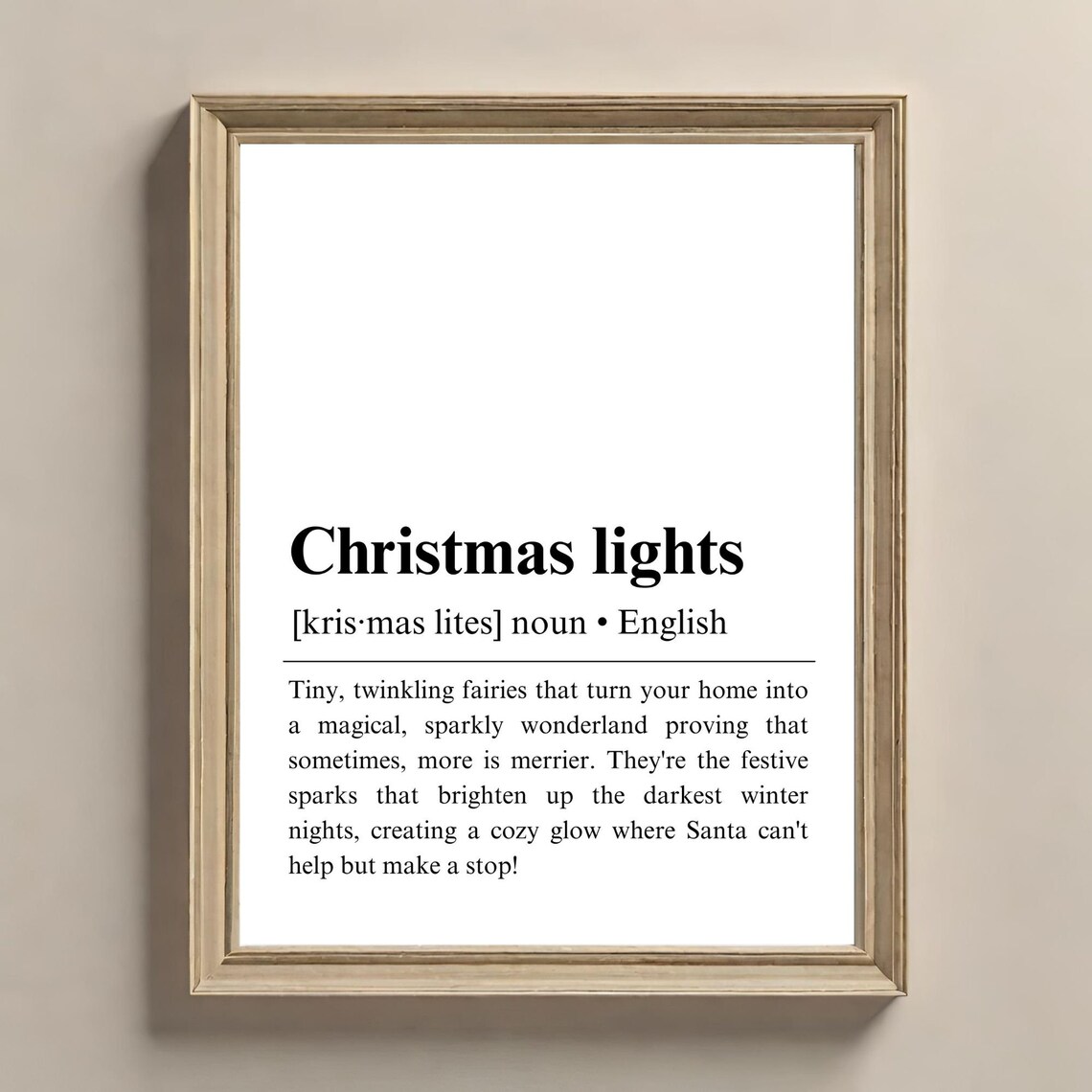 Christmas Lights Definition Poster, Modern Xmas