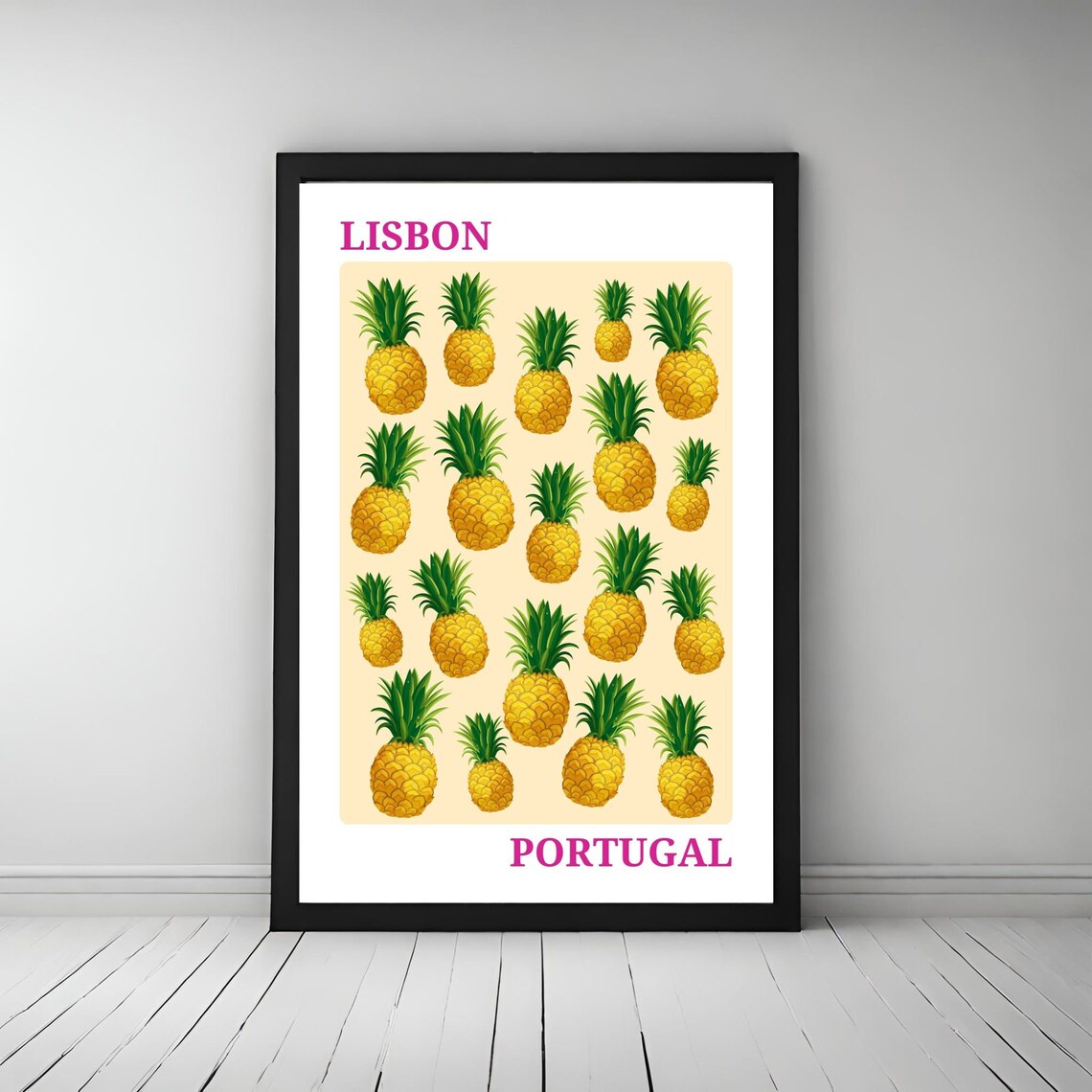 Lisbon Pineapple Travel Poster, Portugal Decor