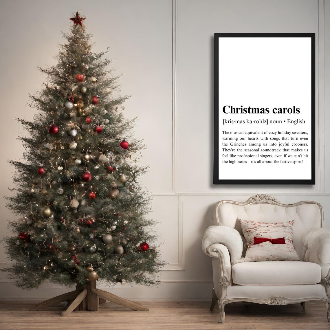 Christmas Carols Dictionary Definition Holiday Music Typography Poster - Image 3