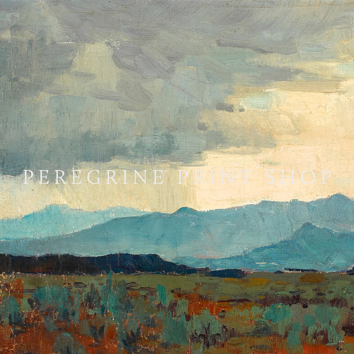 Red Desert Rainfall, Arizona Vintage Art Print - Image 2