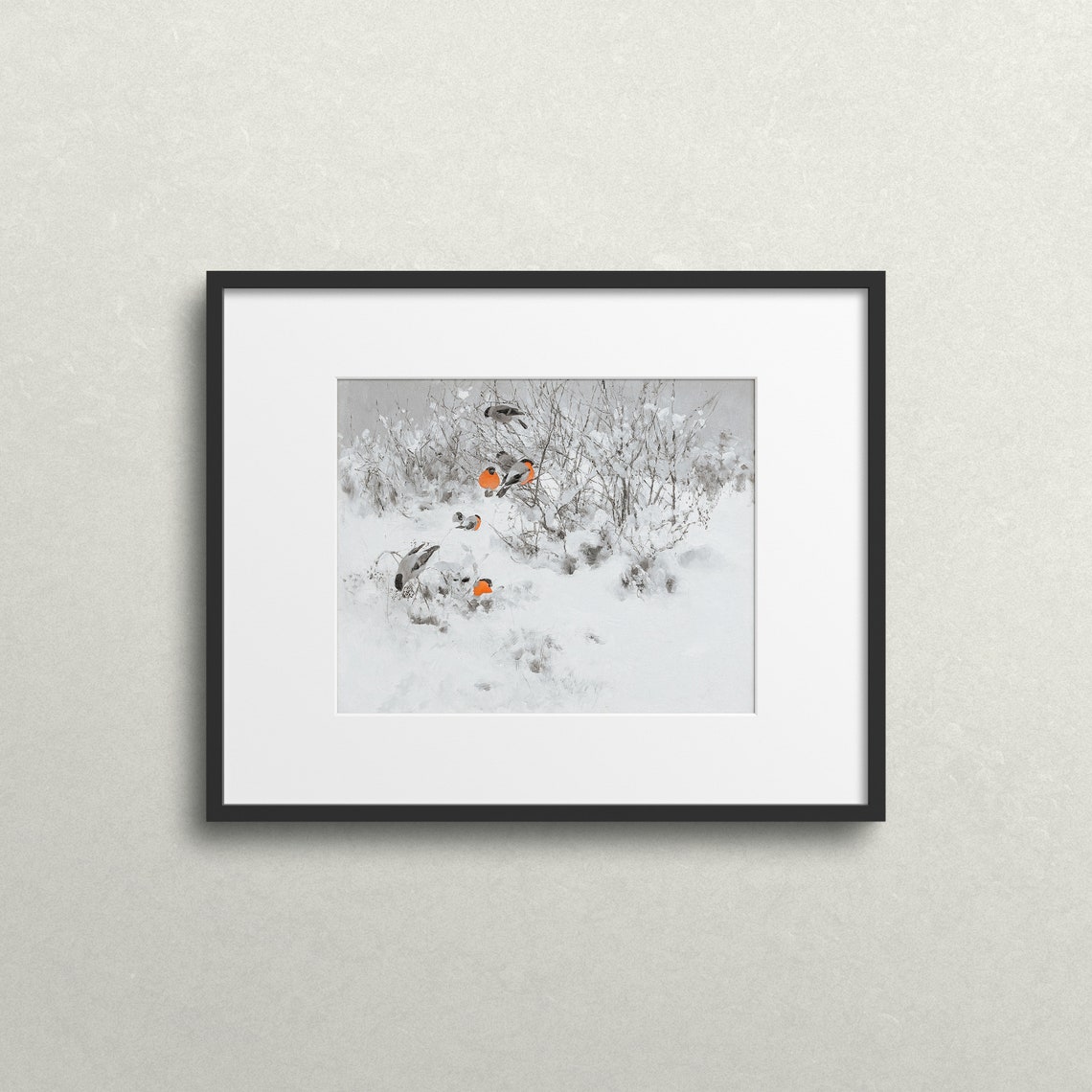 Winter Red Birds in Snowy Branches Vintage Wildlife Art Print - Image 2