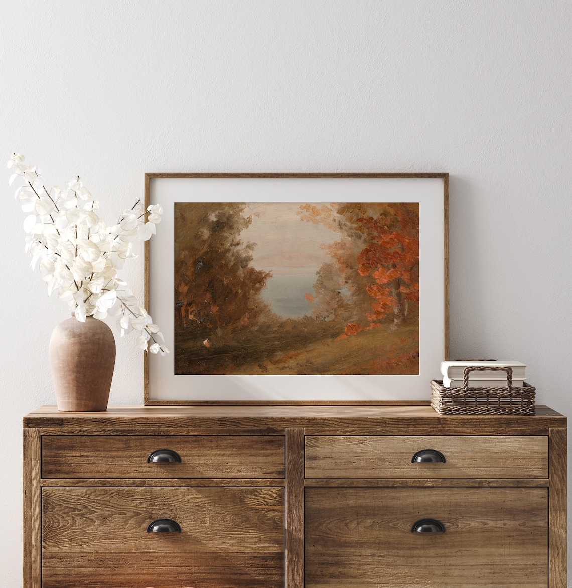 Autumn By The Lake Vintage Landscape Art Print - Image 3