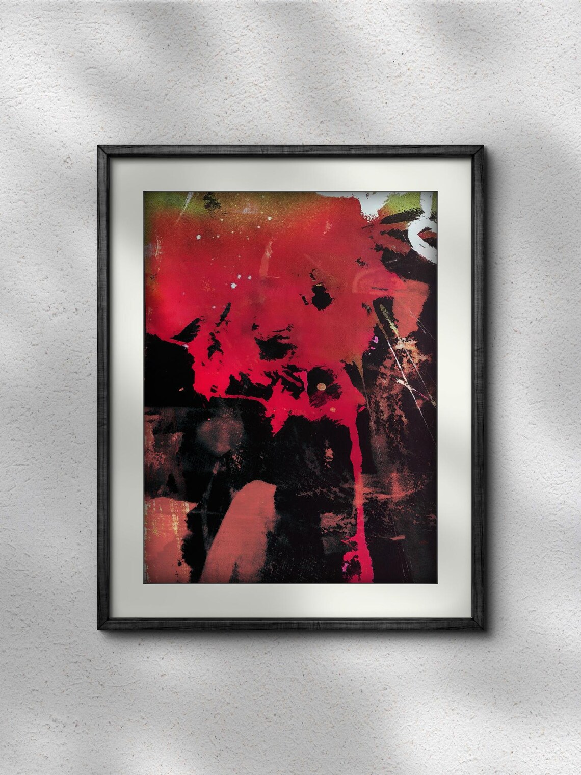 Midnight Stars Dark Red and Black Moody Abstract Expressionist Painting Poster - Image 3
