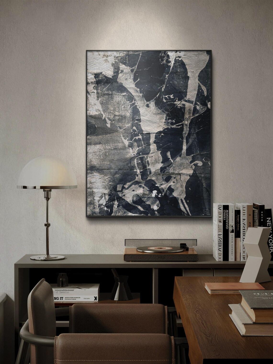 Black And White Streaks And Lines Abstract Night Sky Painting Acrylic On Paper Art Abstract Print