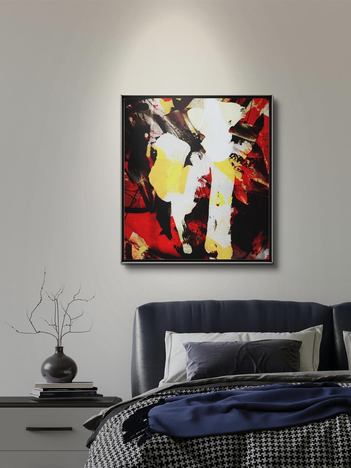 Abstract Nature Mixed Media Painting, Dynamic Art