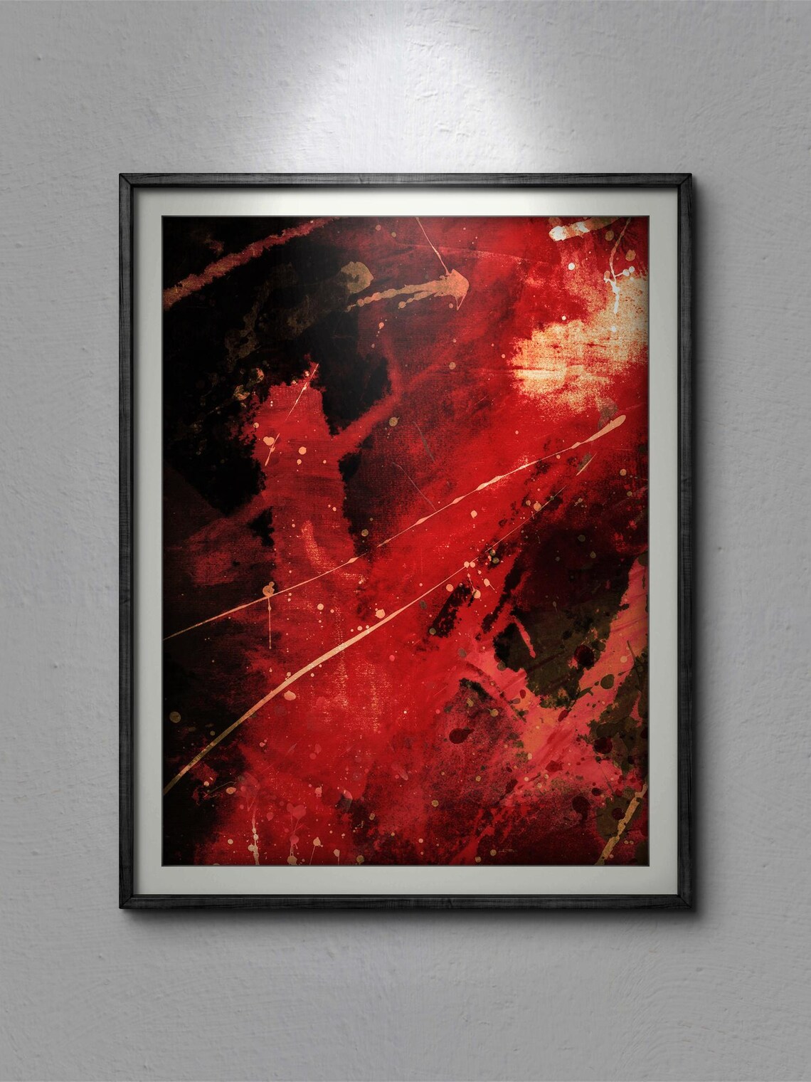 Cosmic Celestial Burst Red Gold Black Abstract Modern Decor Poster - Image 3