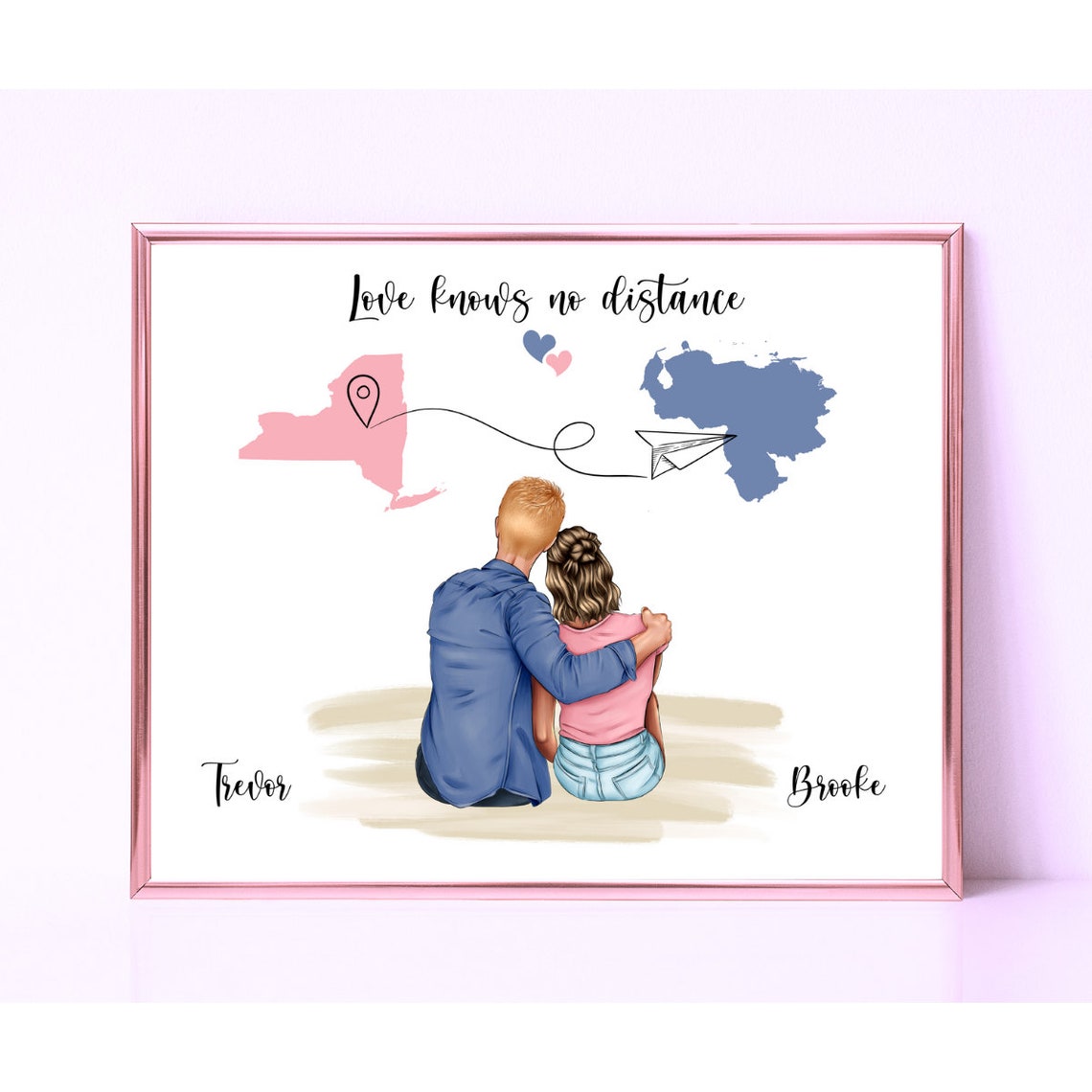 Love Knows No Distance Long Distance Relationship Couple Poster - Image 3
