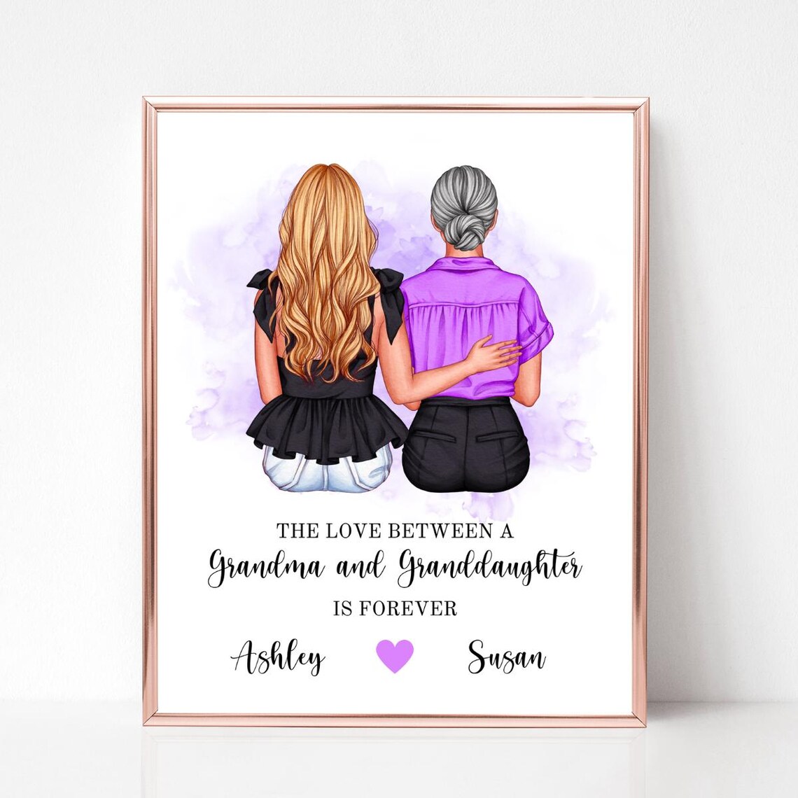Grandma And Granddaughter Love Is Forever Personalized Gift Poster - Image 4