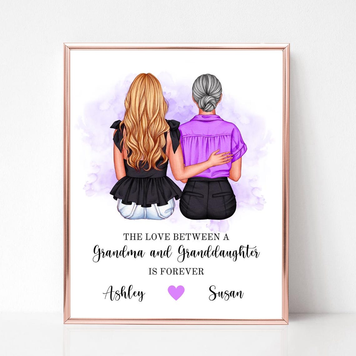 Grandmother And Granddaughter Custom Portrait Mothers Day Print For Grandma Nanny Gift Granny Gift Meemaw Gift From Granddaughter - Image 4