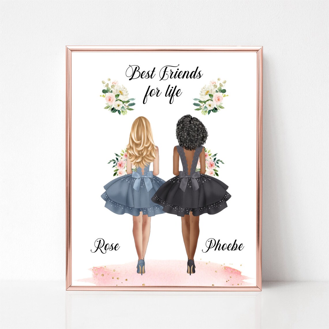 Best Friends For Life Floral Ballerina Dresses Friendship Poster - Image 2