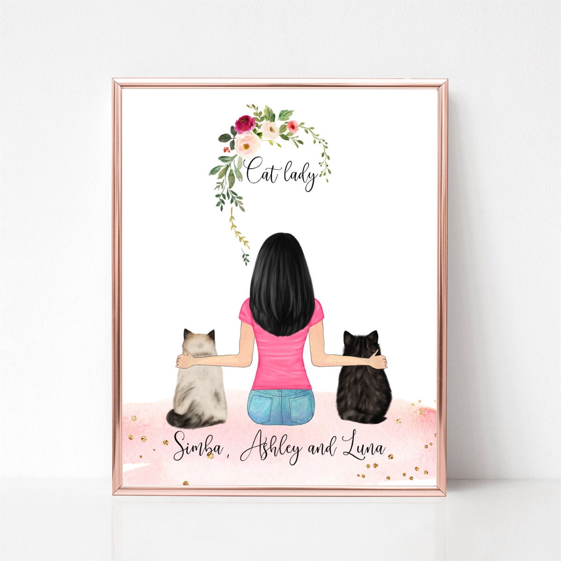 Crazy Cat Lady Print Pet Print Family Pet Print Pet Portrait Personalised Cat Print Crazy Cat Lady Best Friends Birthday Gift Family