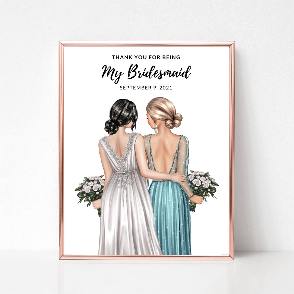 Thank You For Being My Bridesmaid Wedding Day Keepsake Portrait Poster - Image 3