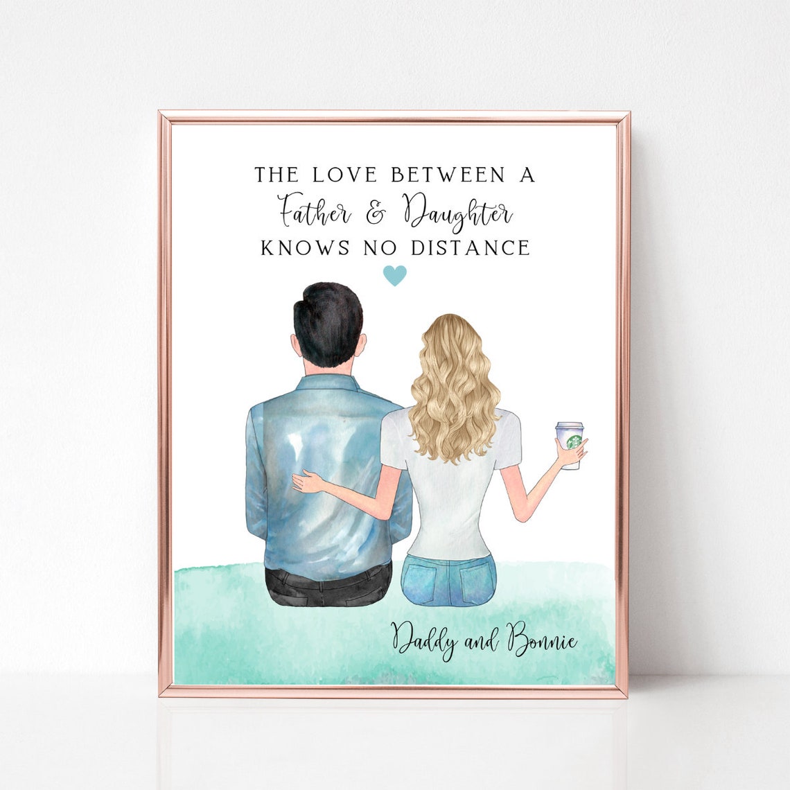 Father Daughter Love Knows No Distance Personalized Quote Gift Poster - Image 3