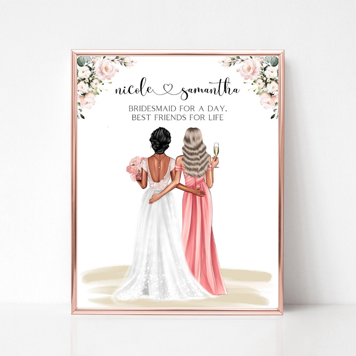 Bridesmaid for a Day Best Friends Bride Portrait Gift Poster - Image 5
