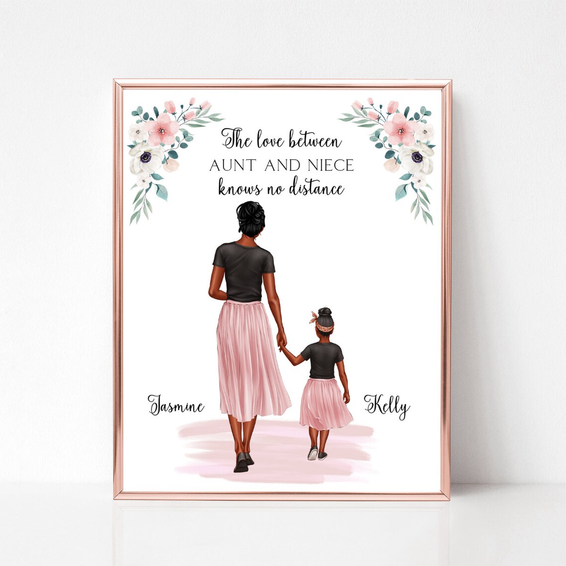 Personalized Aunt and Niece Illustration Long Distance Gift Poster - Image 2