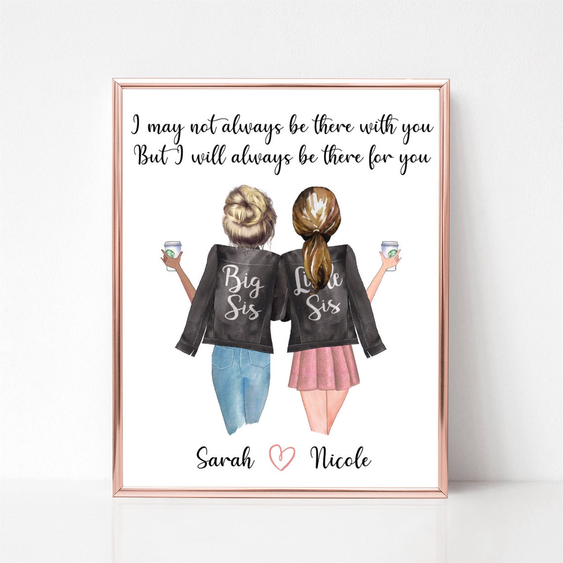 Soul Sisters Best Friends Leather Jacket Coffee Quote Portrait Poster - Image 2