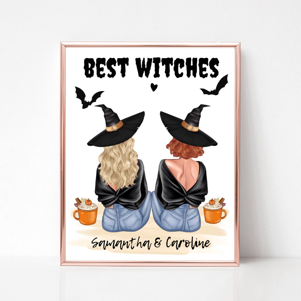 Best Witches Pumpkin Spice Halloween Best Friends Fall Art Poster - Image 2