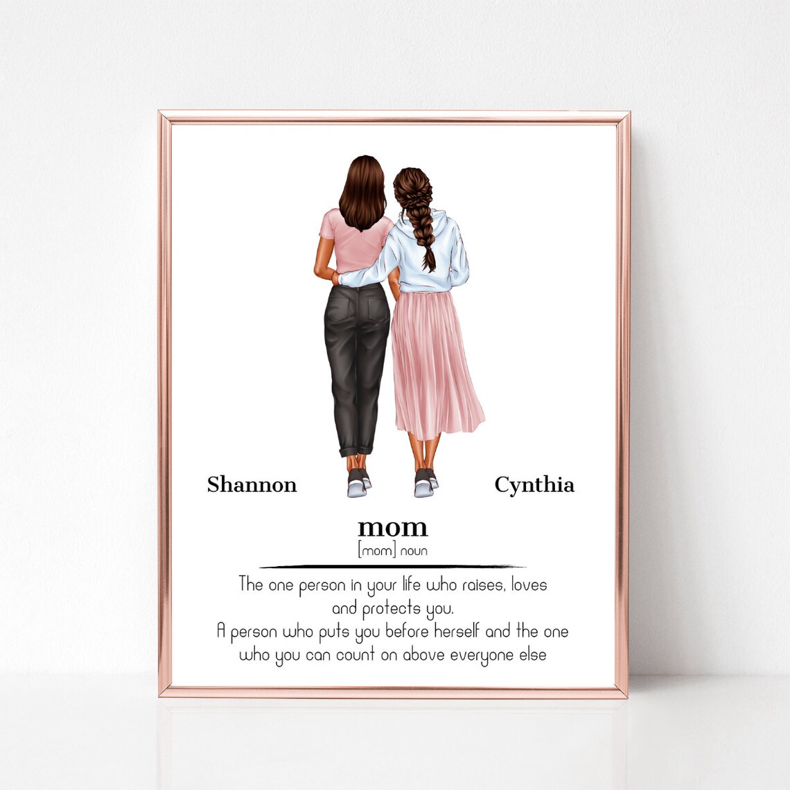Mom Definition Noun Mother Daughter Walking Portrait Gift Poster - Image 3
