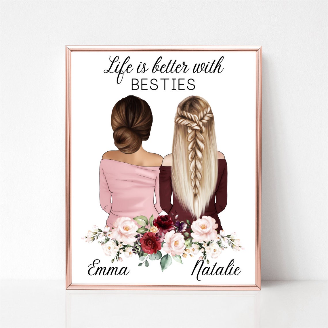 Life Is Better With Besties Floral Friendship Keepsake Poster - Image 2